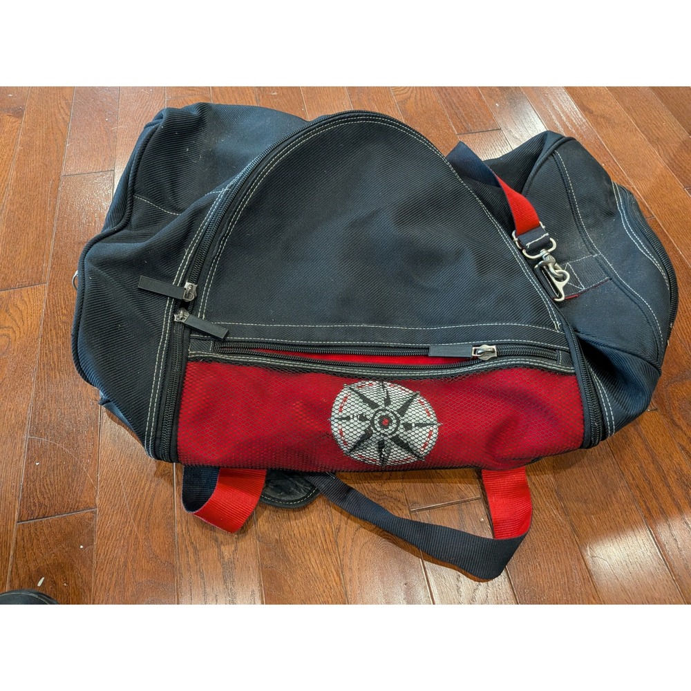 Black Red Canvas Duffel Bag Weekender Gym Travel Bag with Ventilated Shoe Pocket